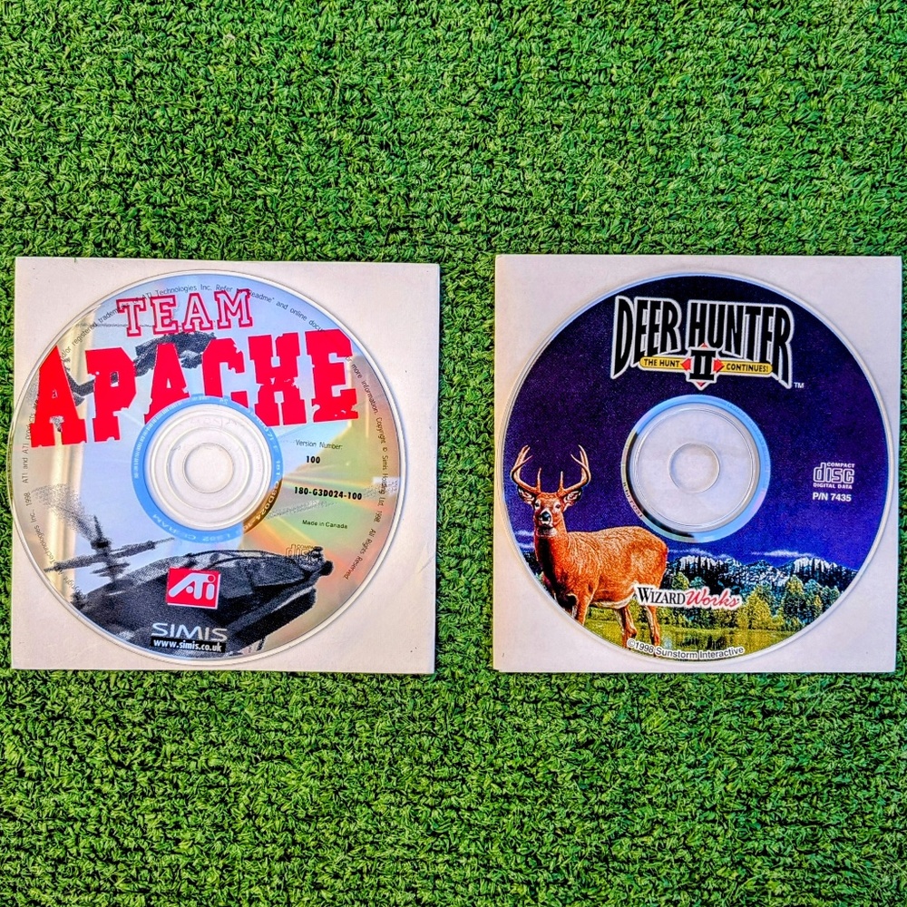 Team Apache Game PC CD-ROM ATi Video Cards (1998) Eidos Pure+Deer Hunter II Set